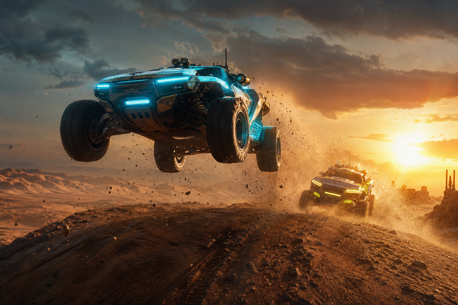 Racing through a vibrant rebuilt landscape